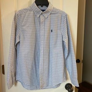Ralph Lauren long sleeve button down size large 14-16 blue checkered.